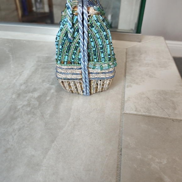 Mary Frances Turquoise and Gold Beaded Clutch - Picture 6 of 11